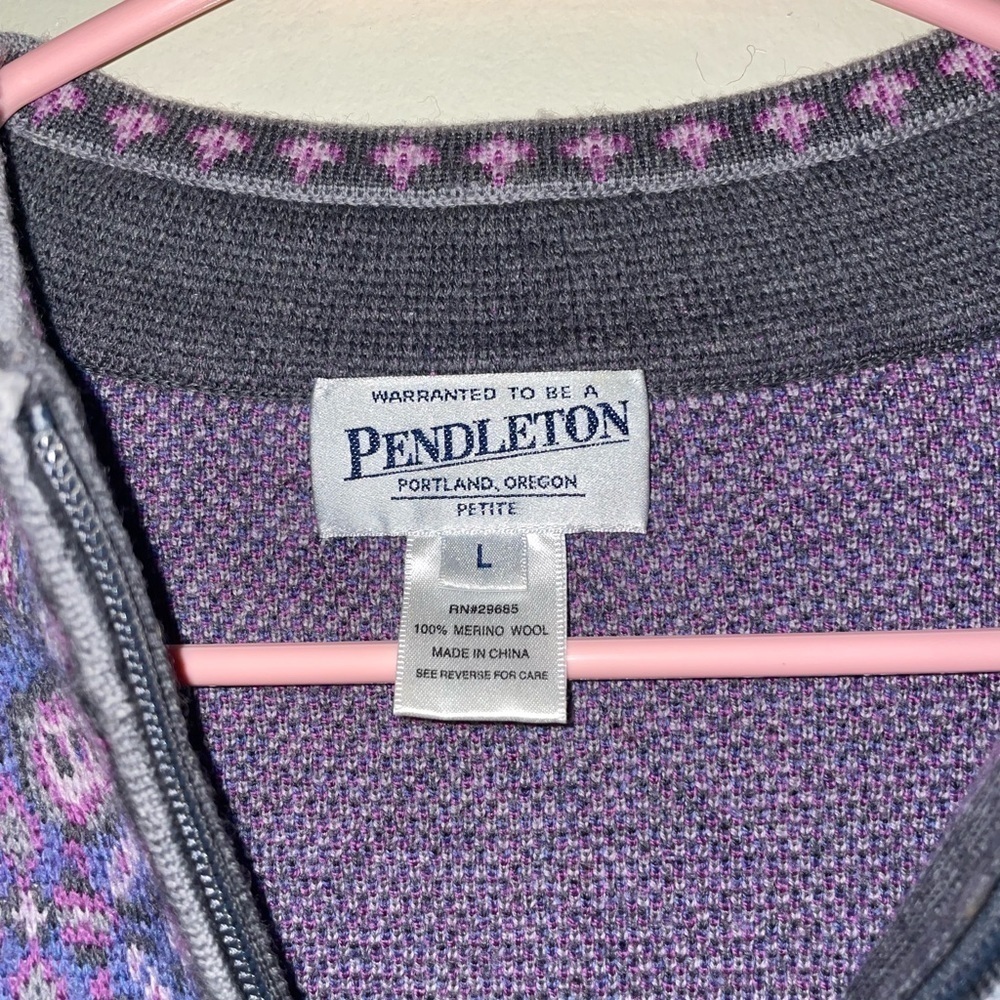 Pendleton 100% Merino Wool Purple Patterned Full … - image 2